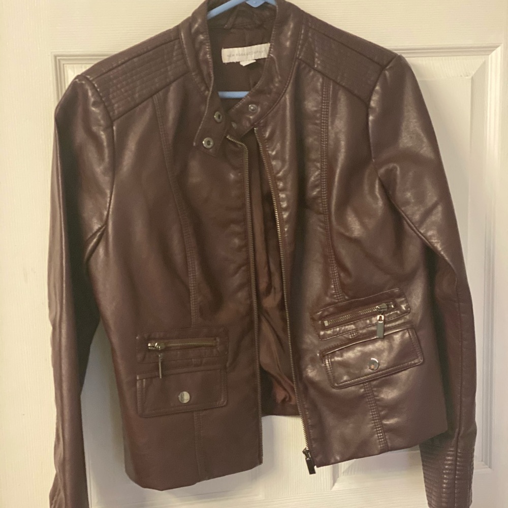 Maroon NY&Co faux leather jacket